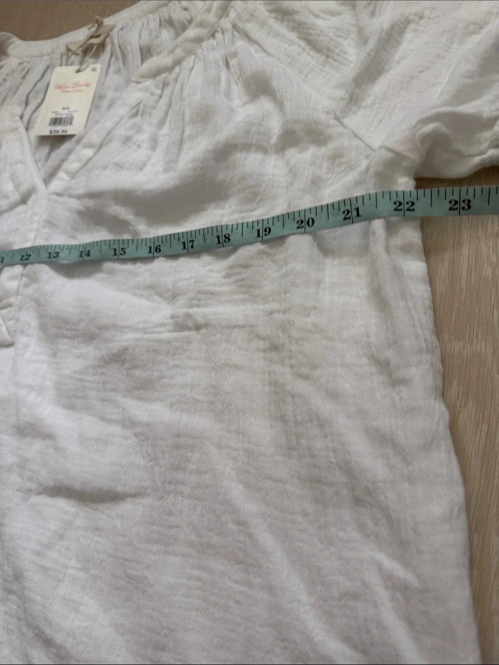 Lucky Brand Bright White Textured Gauze V-Neck Blouse